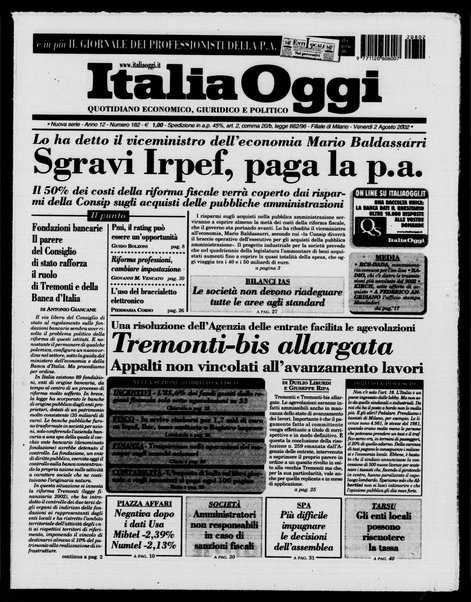 Italia oggi : quotidiano di economia finanza e politica